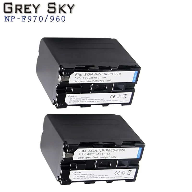 2x6000 мА/ч, NP-F970 NP-F960 NP F970 батареи+ USB двойной Зарядное устройство для SONY NP-F970 HVR-HD1000 HVR-HD1000E HVR-V1J - Color: 2 battery