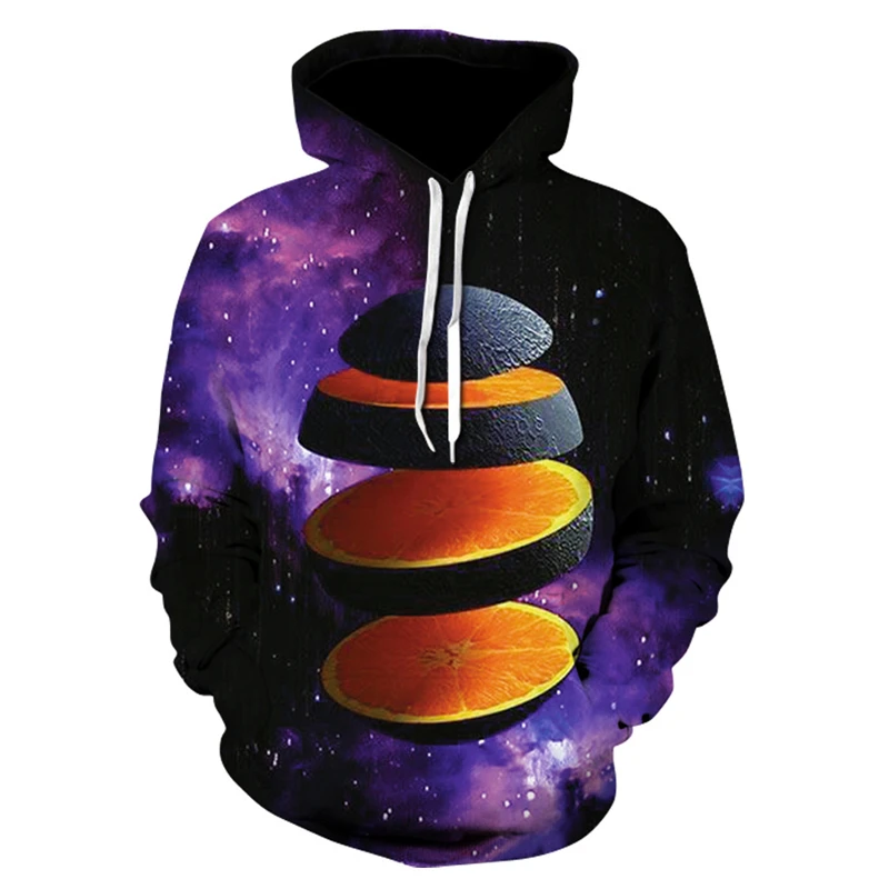 جديد 3D الفضاء galaxy galaxy الرجال هوديي الربيع والخريف الأزياء طباعة جيب الرباط مقنعين البلوز بلوزة كاجوال