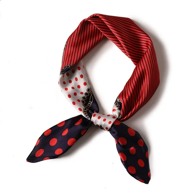 Small Scarf square small scarf dot striped hair head scarves Tie Neck