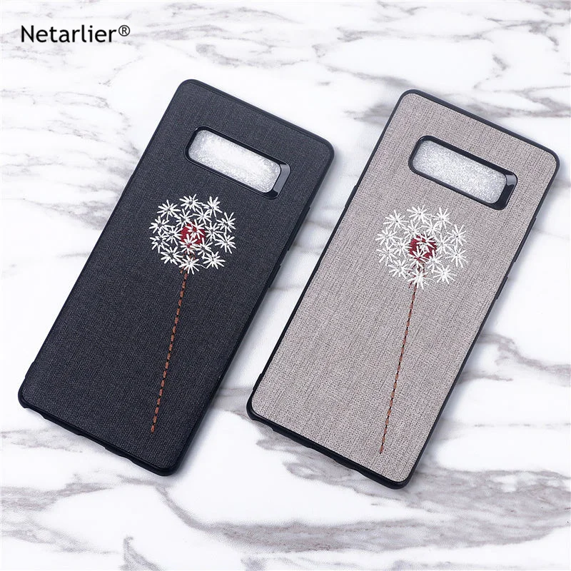 

Netarlier Embroidery Phone Cases For Samsung Note8 Case Vintage Fabric Dandelion pattern Soft Cover For Samsung S8 S8 plus Case