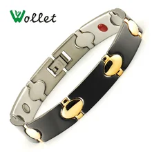Wollet ювелирные изделия из жемчуга 5 в 1 из нержавеющей стальной Магнитный браслет для Для женщин Для мужчин лечебная энергия здравоохранения черный и золотой Цвет