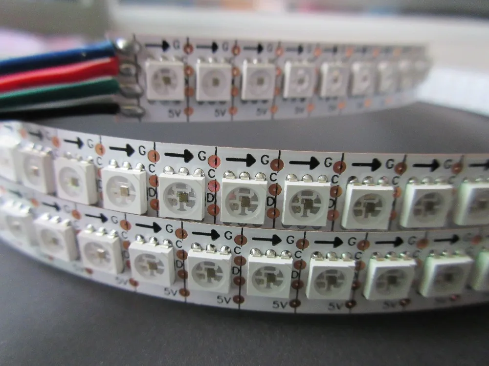 

New Arrival 2m DC5V APA102 LED Pixel Strip IP20 APA102-5050 LED/M with 144 Pixels WHITE PCB Wire with DATA and CLOCK Seperately