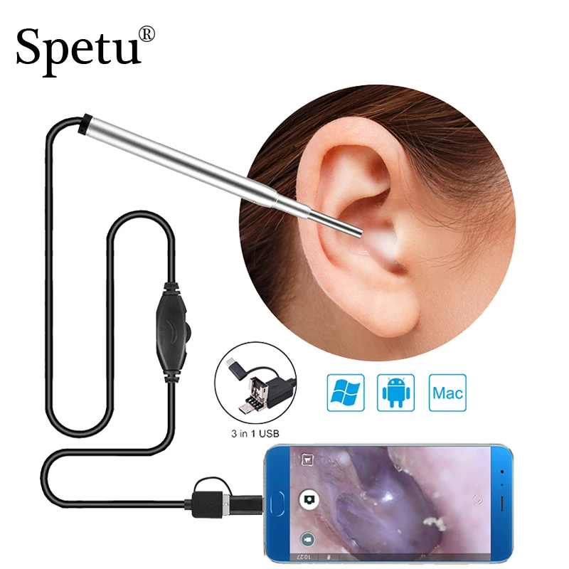 

Spetu 3.9MM Medical Endoscope Camera Mini Waterproof USB Endoscope Inspection Camera For OTG Android Phone PC Ear Nose Borescope