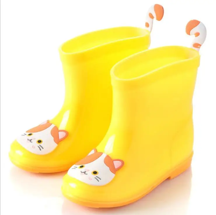 Восхитительный игрушечный кошачий хвост, детские непромокаемые сапоги, детские ботинки, Нескользящие ботинки для мальчиков и девочек 3-4-5 лет, 15-19 см - Цвет: Цвет: желтый