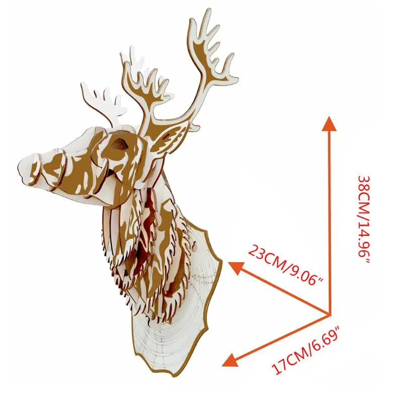 1 Набор Обучающие головоломки Игрушечная модель животного Дети DIY стерео деревянные головоломки голова оленя формы головоломки джигпилы