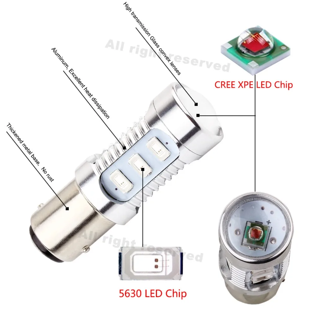 1157 BAY15D Led Cree Chips 5630 SMD мощная лампа p21/5 Вт светодиодные автомобильные лампы задние