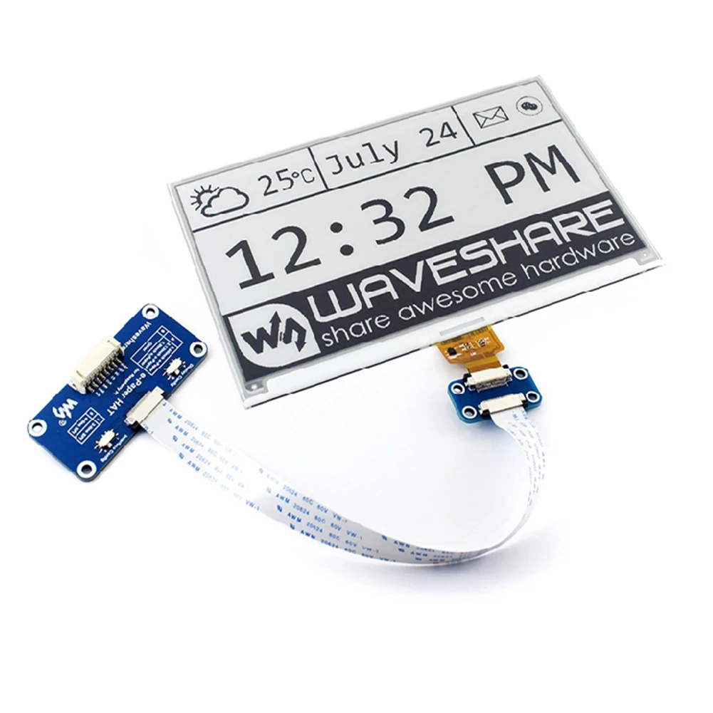 

7.5inch SPI Interface E-ink Display Module E-Paper HAT Clear 640x384 Screen Two-Color Practical Durable For Raspberry Pi