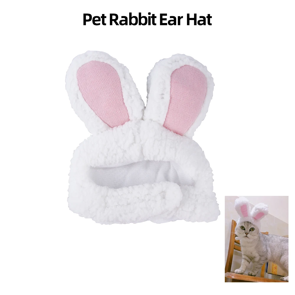 

Cute Pet Rabbit Ears Hat For Cat Fancy Cosplay Clothes Pet Bunny Shaped Headwear Festival Birthday Photo Shoot Dress For Cat