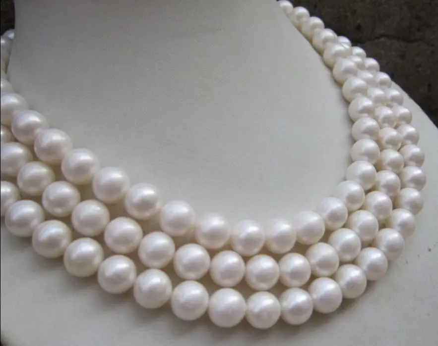 

>>>> NATURAL AAA+ 10-11MM PERFECT ROUND SOUTH SEA WHITE PEARL NECKLACE 48" 14K Clasp
