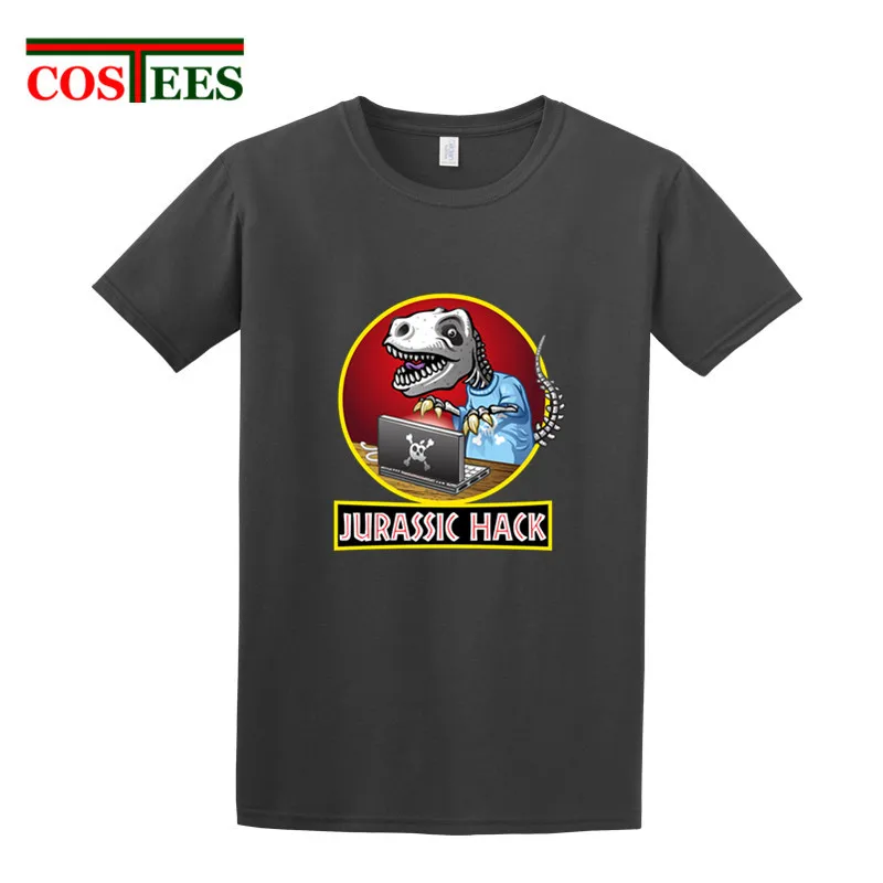 Camiseta masculina Parody Jurassic hack Футболка мужская забавная футболка с динозавром