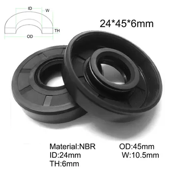 

10pcs/NBR Shaft Oil grease Seal TC-24*45*6 Rubber Covered Double Lip With Garter Spring