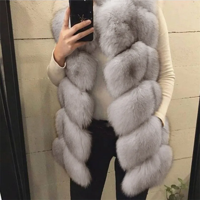 

Fashion & Warm Autumn and Winter Faux Fur Coat & Jacket Luxury Women's Fox Fur Vest Sleeveless Casaco Feminino Abrigo Mujer
