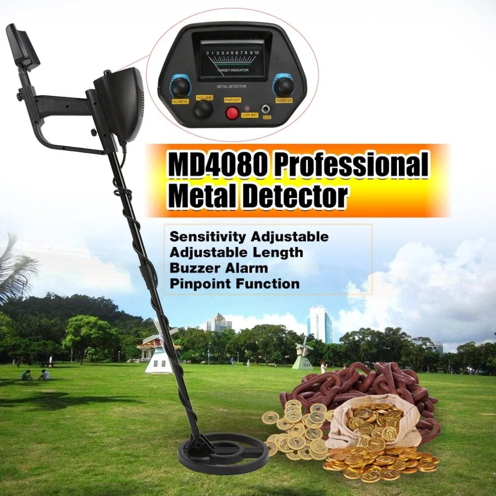 

Newest MD4080 Professional Portable Underground Metal Detector Handheld Treasure Hunter Gold Digger Finder Pinpoint Function