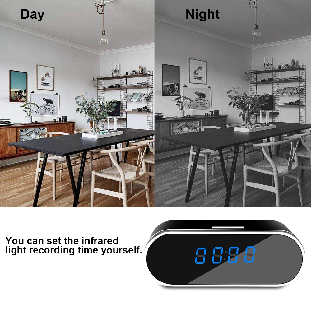  New HD1080P Mini Camera WIFI Clock Camera Time Alarm P2P Motion Detection Night Vision Remote Monit
