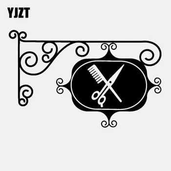 

YJZT 17.2CM*11.1CM Fun Hair Beauty Salon Barbershop Listing Vinyl Black /Silver Car Sticker C22-0027