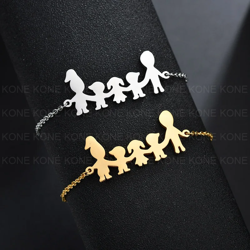 UZone Brand Stainless Steel Charm Bracelets Bangles For Family Women Men Dad Daughter Son Gold Color Jewelry Drop Shipping