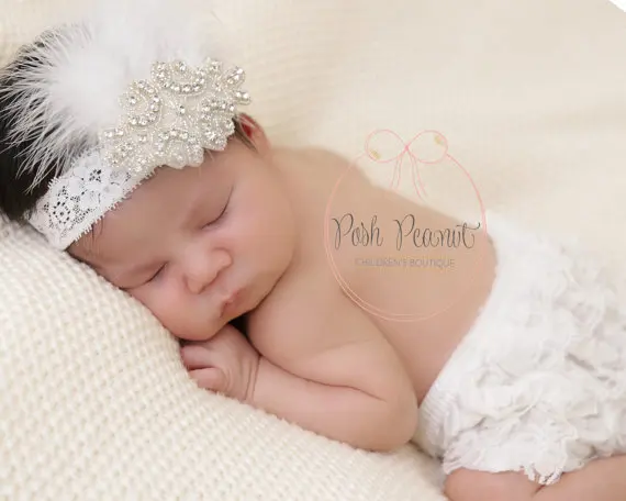 Aliexpress.com Acheter Dentelle strass bandeau plume bébé bandeau baptême bandeau croix blanche avec plume accessoires cheveux nouveau né Photo Prop de