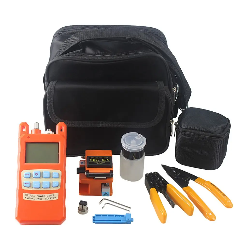 

Fiber Optic FTTH Tool Kit Fiber Cleaver + Optical Power Meter Tester 1MW Visual Fault Locator + Fiber Stripper SKL-60S