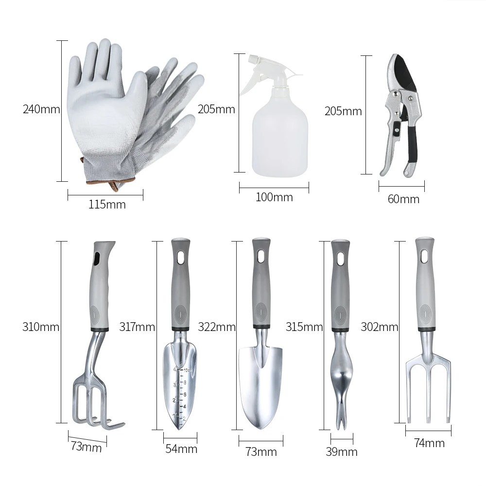 10pcs/set Gardening Tools Set Heavy Duty Gardening Hand Tools Garden Tool Kit Pruning Shears Trowel Hand Fork Gardening Weeder