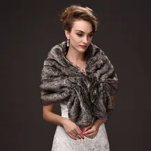 Новое поступление, серые женские меховые шарфы для свадебной вечеринки из искусственного меха, накидка для невесты, осенне-зимние куртки
