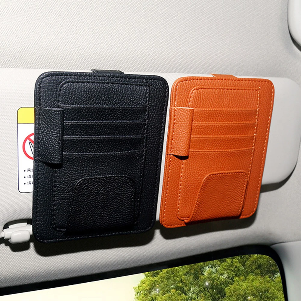 Car Styling Sun Visor Storage Pouch Sunshade Cover Car Parking Card