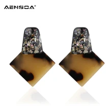 AENSOA, леопардовые большие серьги-гвоздики для женщин, новые модные вечерние ювелирные изделия, акриловые большие блестящие винтажные массивные Серьги brincos, подарок