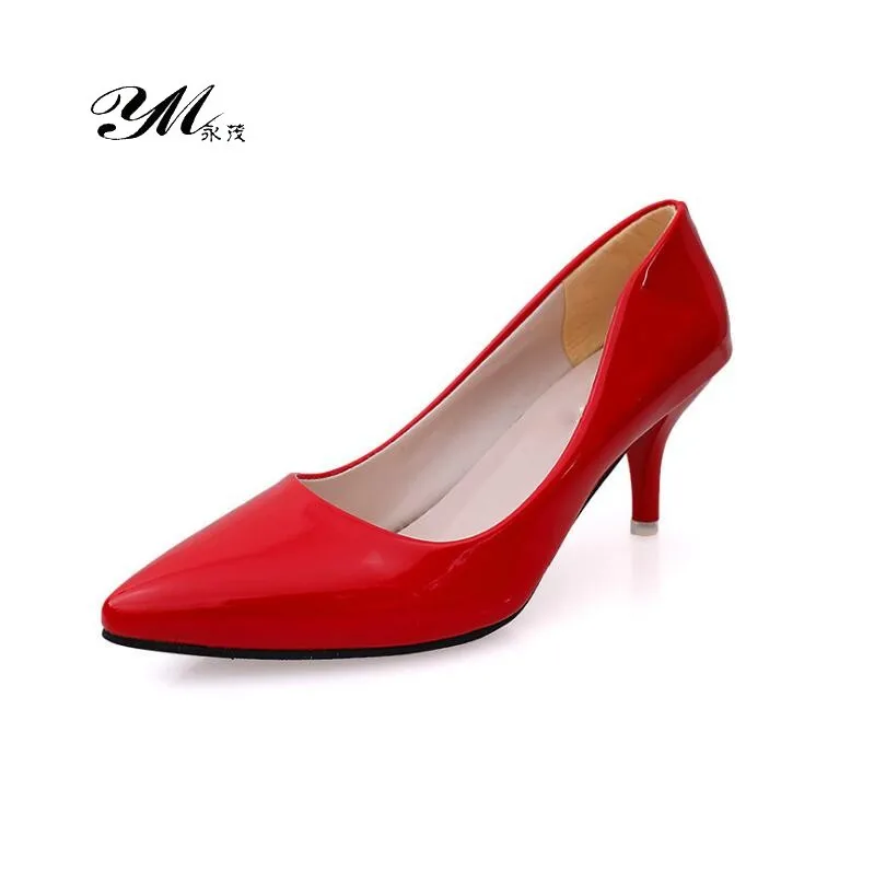 

YM 2018 Spring & Autumn Fashion Lady Sexy Pointed Toe High Heels Pumps Women Mature Slip-on 6cm High Heeled Shoes Silver Color