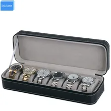 Розничная/ S порт защиты часы кожа молнии 6 Сетки Коробка для часов, чехол для путешествий порт черный часы дисплей/Органайзер для хранения