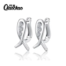 QIAOCHAO New Design Luxury Small Hoop Earring Hot Fashion Nuevos Anillos White Crystal CZ Statement Earing Jewelry for WomenE263