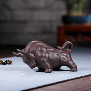 

Yixing Zisha Lucky Tea Pet home decorationaccessories Pure Handmade Bullfighting,Tea Tray Small Creative Tea Play Boutique