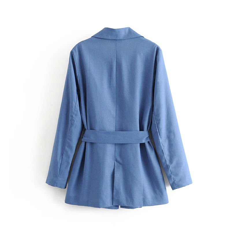 GOPLUS 2019 New Summer Fashion Streetwear Retro Blazer Notched Sashes Linen Blazers Suit Jacket Women Korean Style Blaser Mujer
