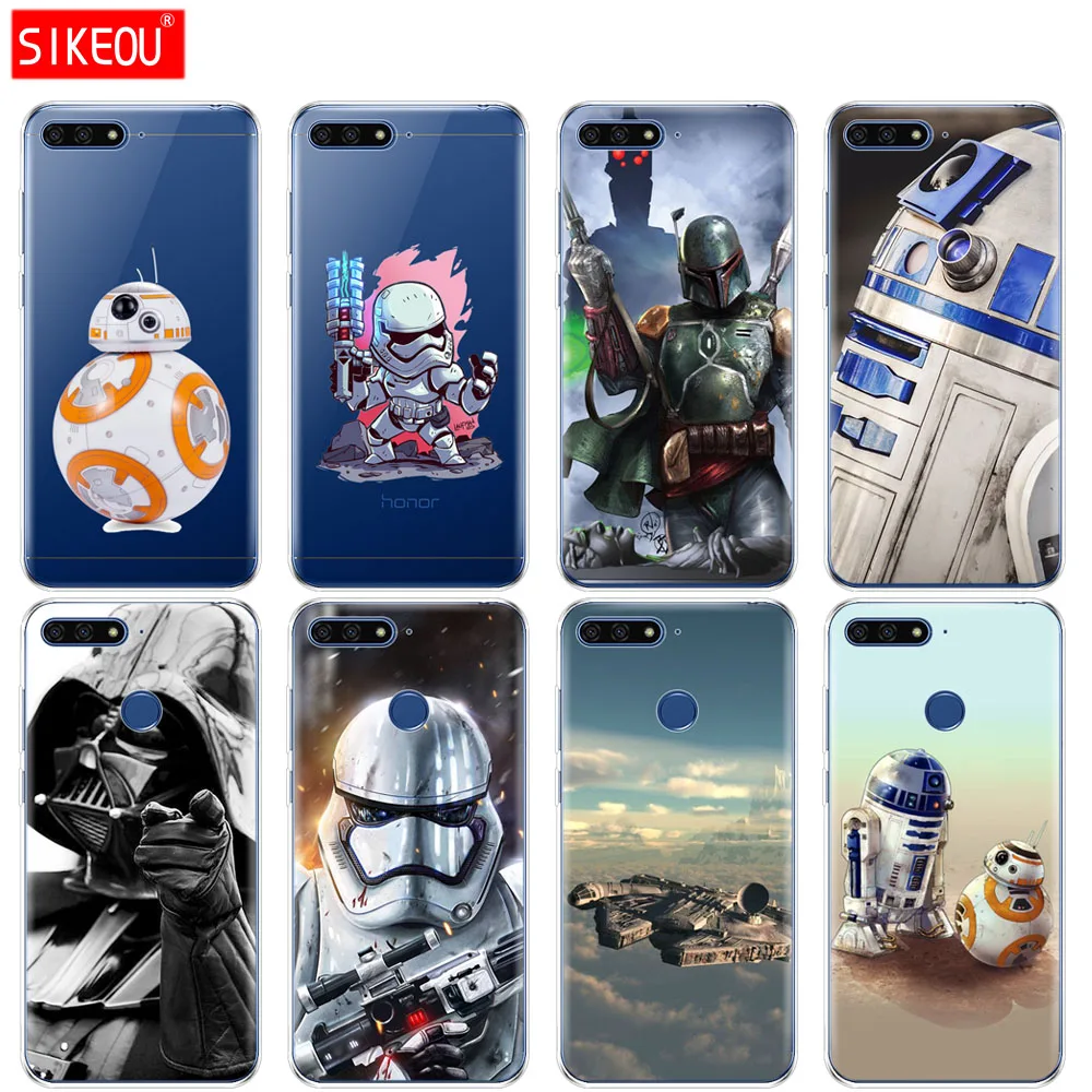 

Silicone Cover Phone Case For Huawei Honor 7A PRO 7C Y5 Y6 Y7 Y9 2017 2018 Prime Star Wars BB-8