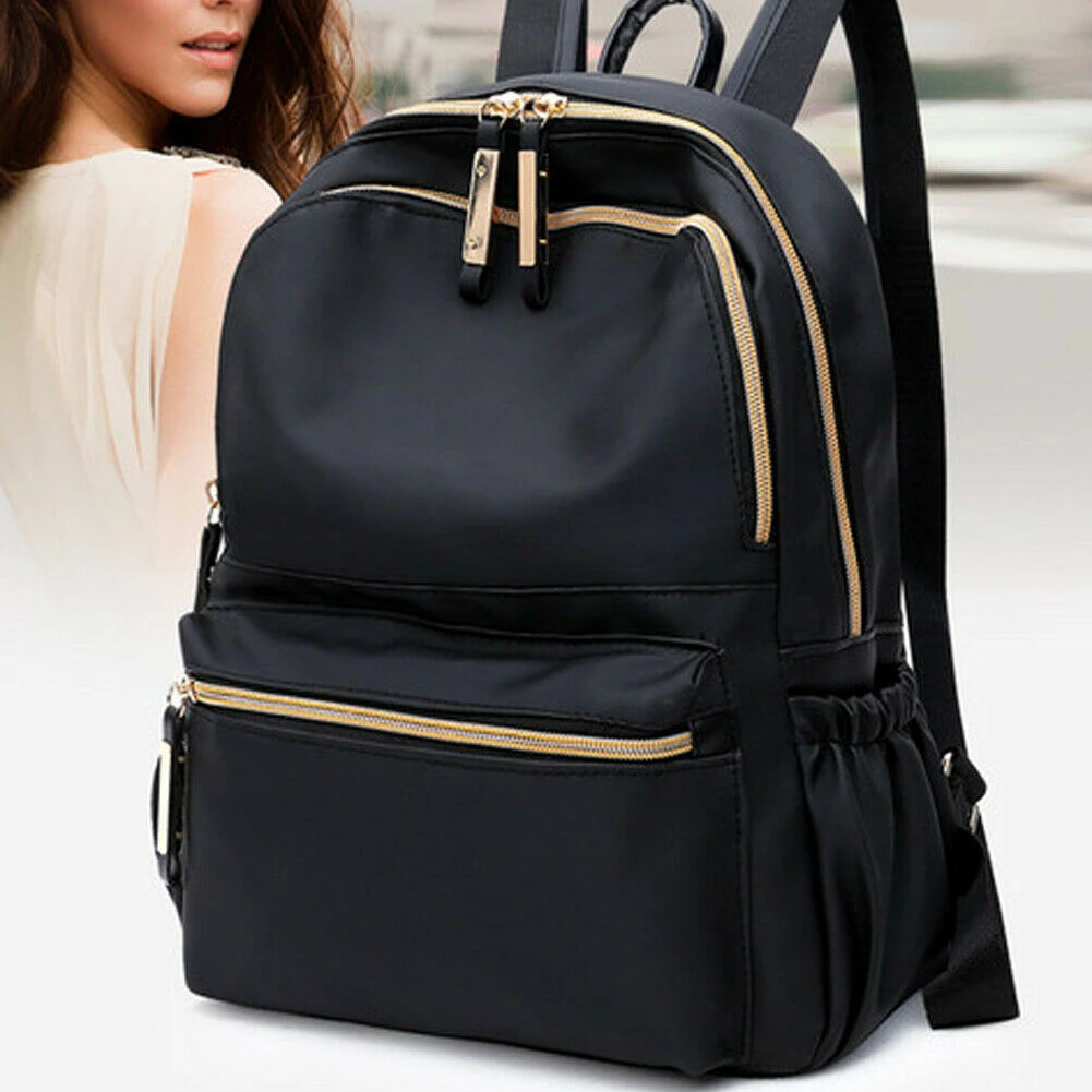 Backpack For Women Men Fashion Large Capacity Nylon Waterproof Travel Bags Schoolbag Black 