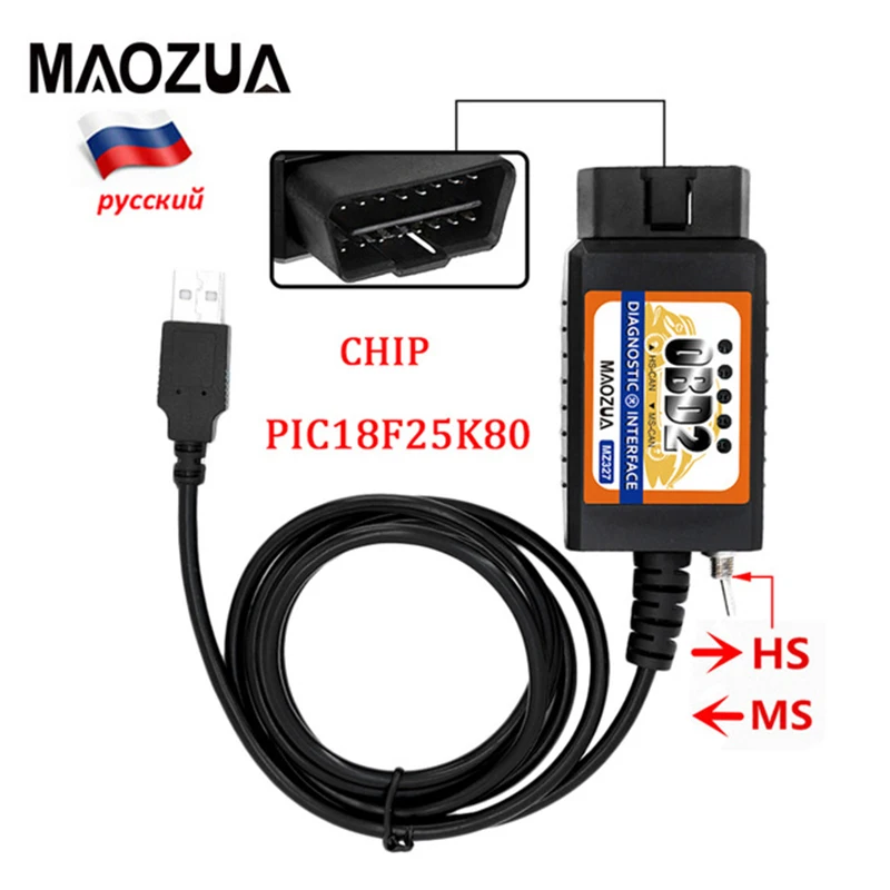20 шт./лот PIC18F25K80 чип ELM327 V1.5 USB с переключателем для моделей FORD открытый скрытый MS