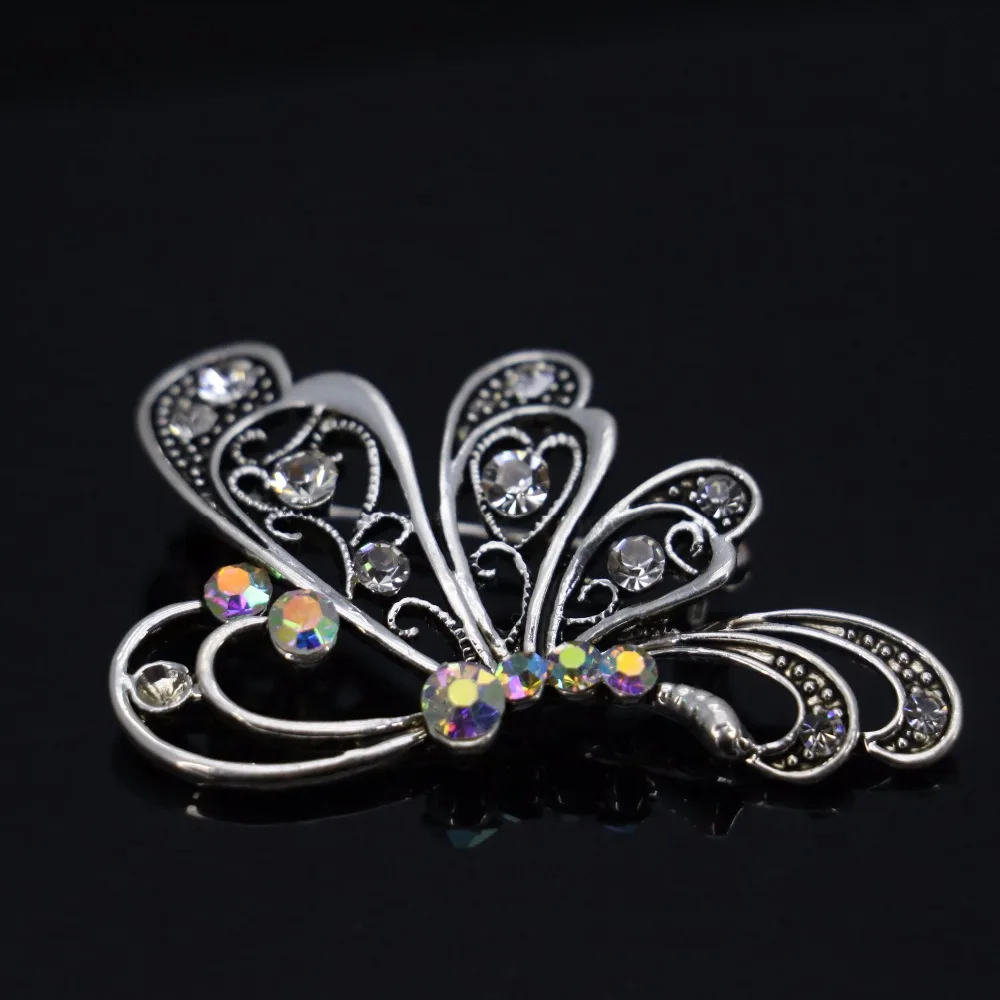 

Butterfly Bow Ribbon Rhinestone Brooch bouquet pins diy Breastpin Brooches Crystal Jewelry making Design Accessories 29*49mm