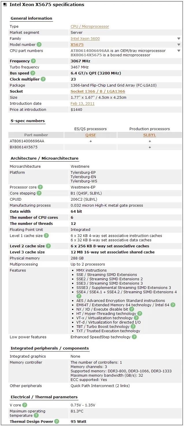 top cpu Intel Xeon X5675 3.06GHz 12M Cache Hex 6 SIX Core Processor LGA 1366 SLBYL CPU best cpu for gaming