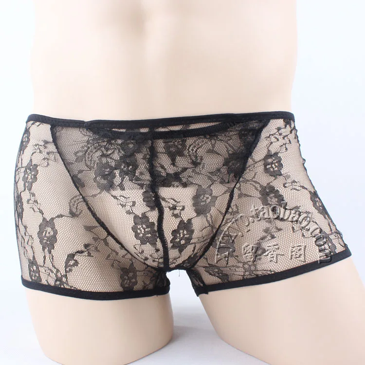 

Sexy Gay Men Exotic Underwear Lace Condom Male Boxer See-through Transparent Lingerie Jockstrap Cock Sock Cueca Calzoncillos