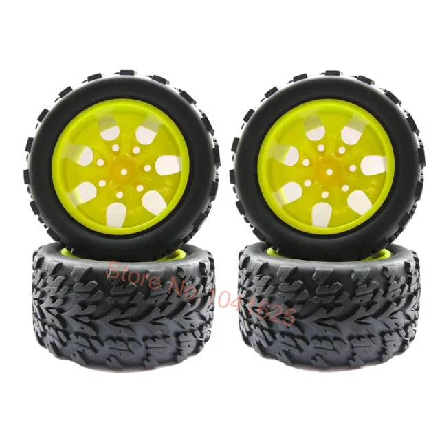 Cheap 4Pcs 115mm Rubber RC Tires & Wheel Rim Hexagon adapter 12mm For 1/10 Scale Monster Truck 4wd Nitro Electric Power