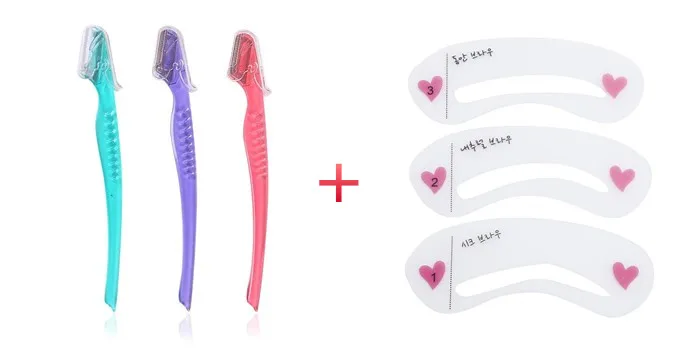 

3Pcs/Set Eyebrow Trimmer Face Hair Remover eyebrow shaver Beauty Makeup with 3 styles Eyebrow cards Scissors eyebrow razor