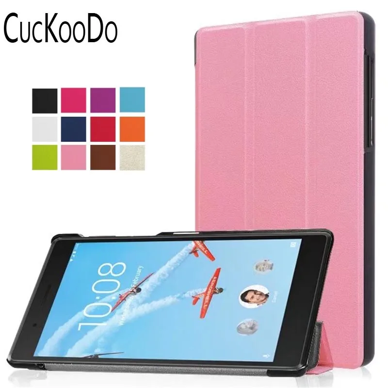 

CucKooDo 200Pcs/lot Lightweight Tri-Fold Stand Cover PU Leather Case For Lenovo Tab 4 7 (TB-7504F/TB-7504N/TB-7504X)2017 Release