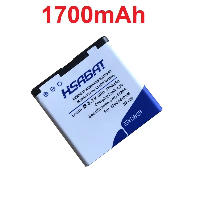

HSABAT BP-5M 1700mAh Battery for Nokia 5700 5700XM 5610 5610XM 6110n 6220c 8600 7390 6500s