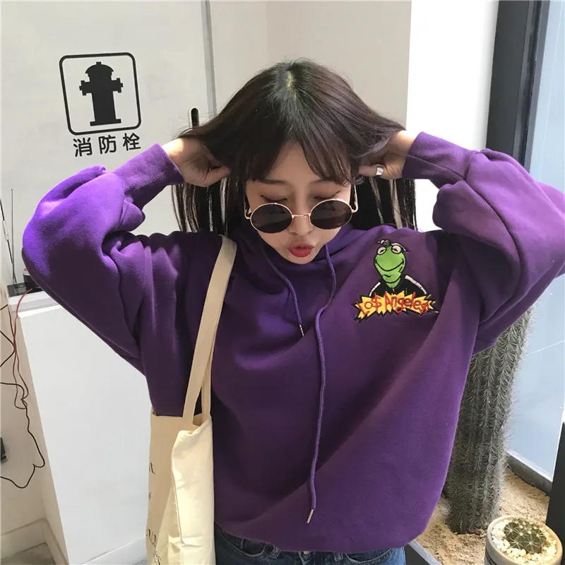 Fashion Moletom Female Autumn Winter Fleece Thick Hooded Sweatshirt For Women Clothes Korean Haraju