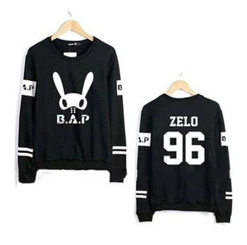 

Kpop bap b.a.p bunny and member name printing o neck hoodie fashion pullover sweatshirt bap fans lovers moletom