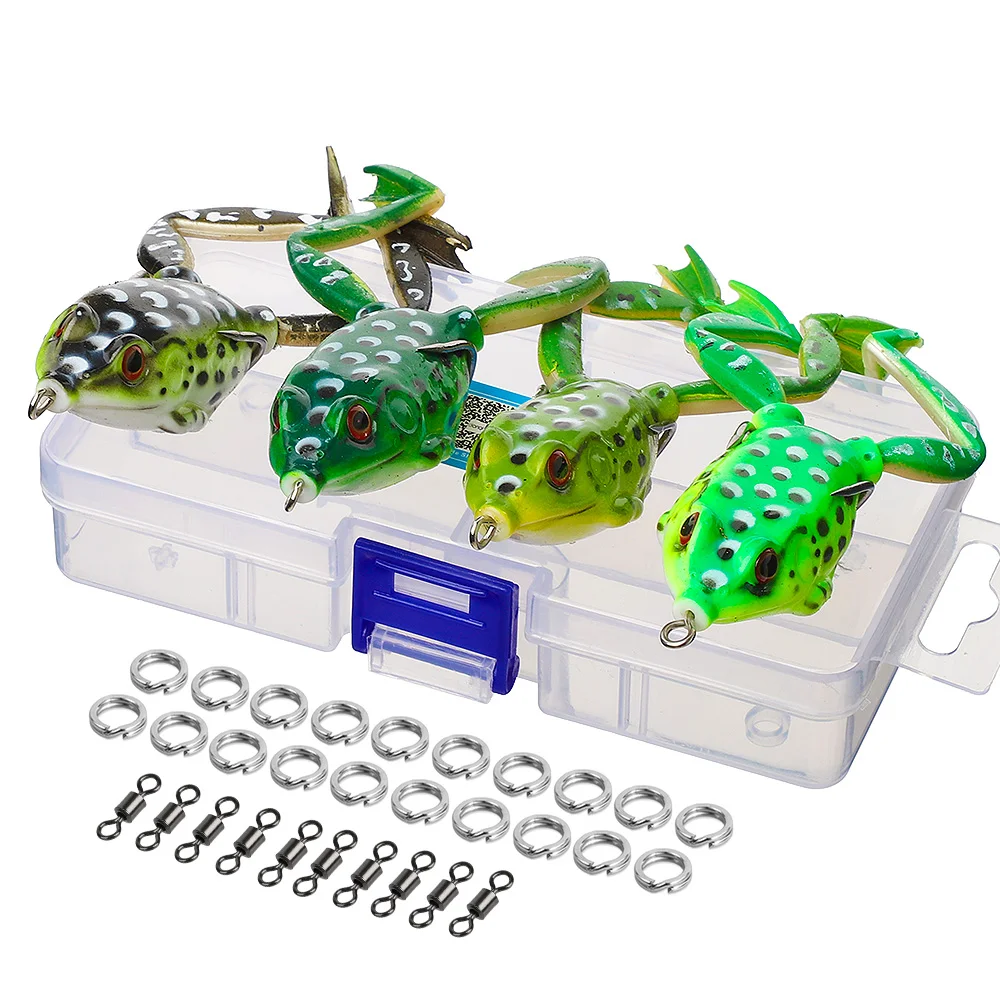 DONQL 4pcs Box Soft Fishing Frog 15g Top Water Artificial Baits With Double Hooks Ray Frogs Soft Silicone Fishing Lure (2)