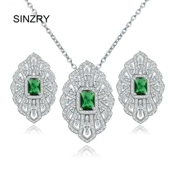 

SINZRY CZ jewelry AAA Cubic Zirconia vintage pendant necklace earring set Hot elegant CZ jewelry set for women