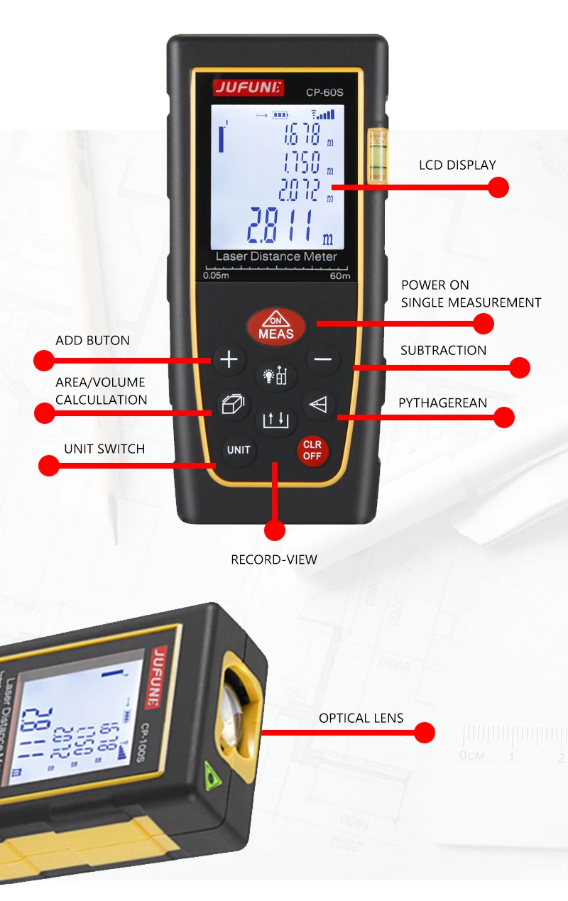 Лазерный дальномер JUFUNE, 40 м, 60 м, 80 м, 100 м, 120 м, дальномер, trena, лазерный дальномер, устройство для измерения, линейка, инструмент для тестирования