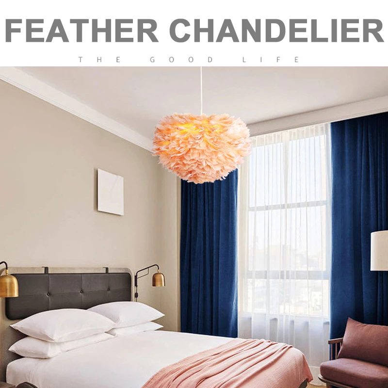 

Feather Droplight with 3Color Bulb Parlor Romantic Feather Chandelier 30CM Bedroom Dreamlike Pendant Feather Lamp Drop Shipping