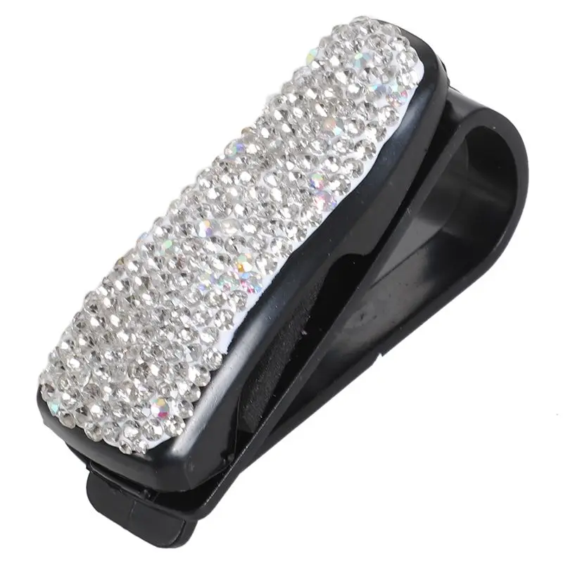 

Auto Fastener Clip White Rhinestone Diamond Car Sun Visor Glasses Sunglasses folder Ticket Receipt Card Clip Storage Holder Cl