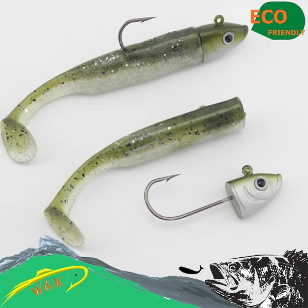 100 eco friendly material soft lure + jig head hook jig head minnow