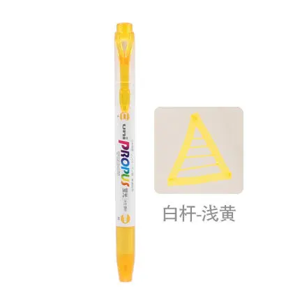 PUS-102T PROPUS Uni хайлайтер маркер 10 цветов окно мягкий цвет двухсторонний 4,0 мм/0,4 мм круглый/косой для офиса школы - Цвет: Light Yellow